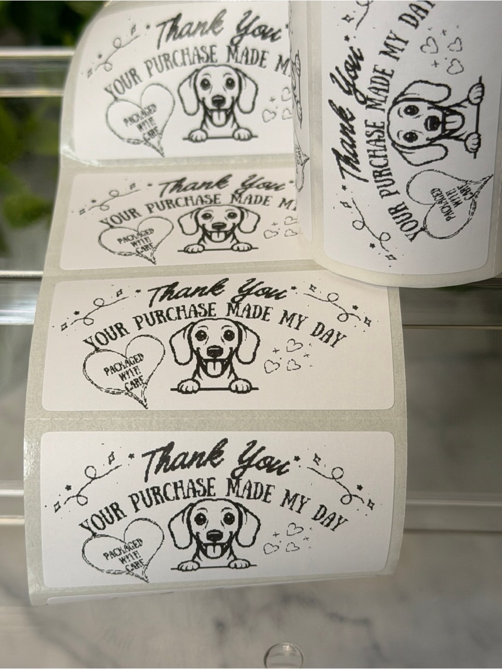 200 Dachshund Thank You Stickers 2x1 Packaged with Care Small Business Labels